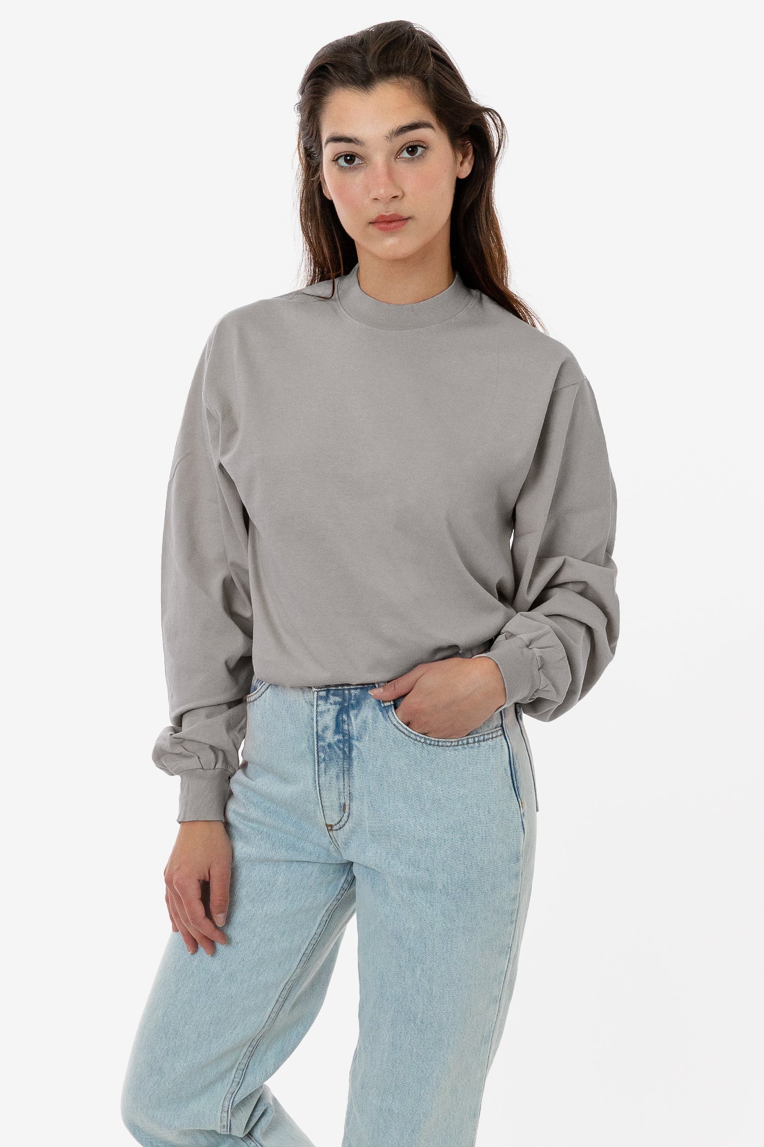 1406GD Mix - Long Sleeve Garment Dye Mockneck T-Shirt - Image 6