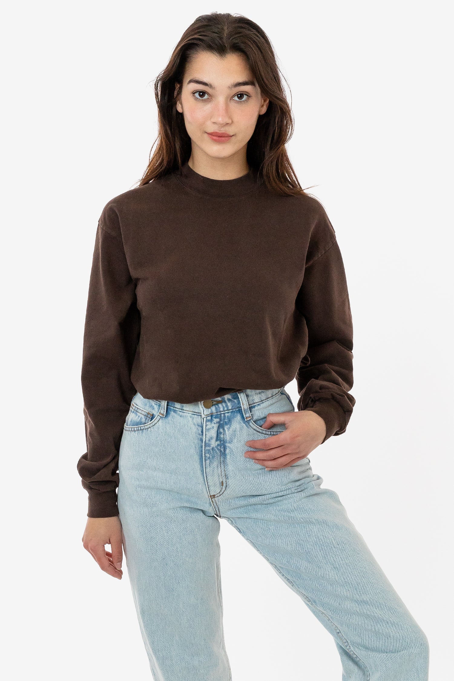 1406GD Unisex - Long Sleeve Garment Dye Mockneck T-Shirt - Image 4