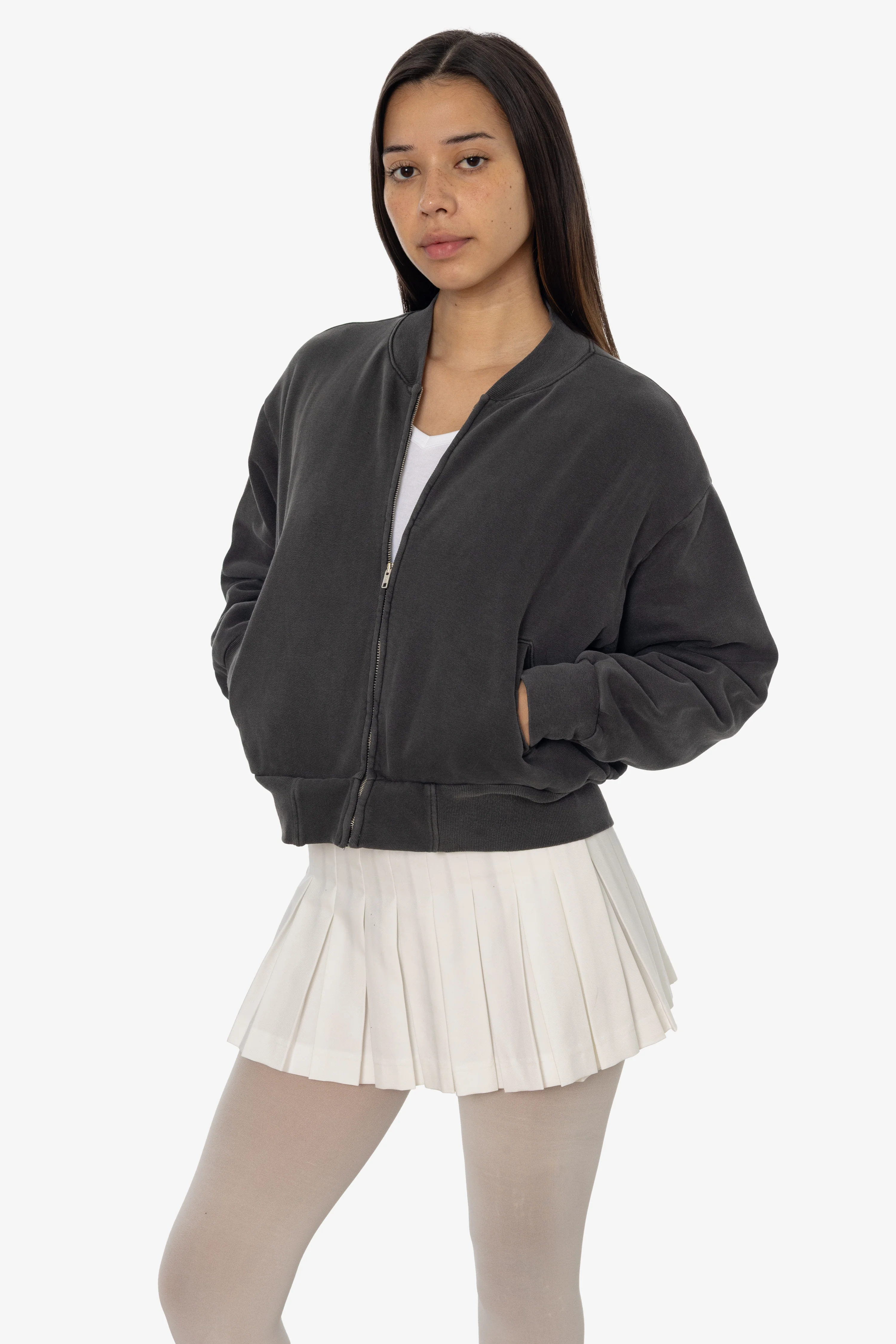 ALP375GD - Alpine Fleece Zip Up Cropped Bomber