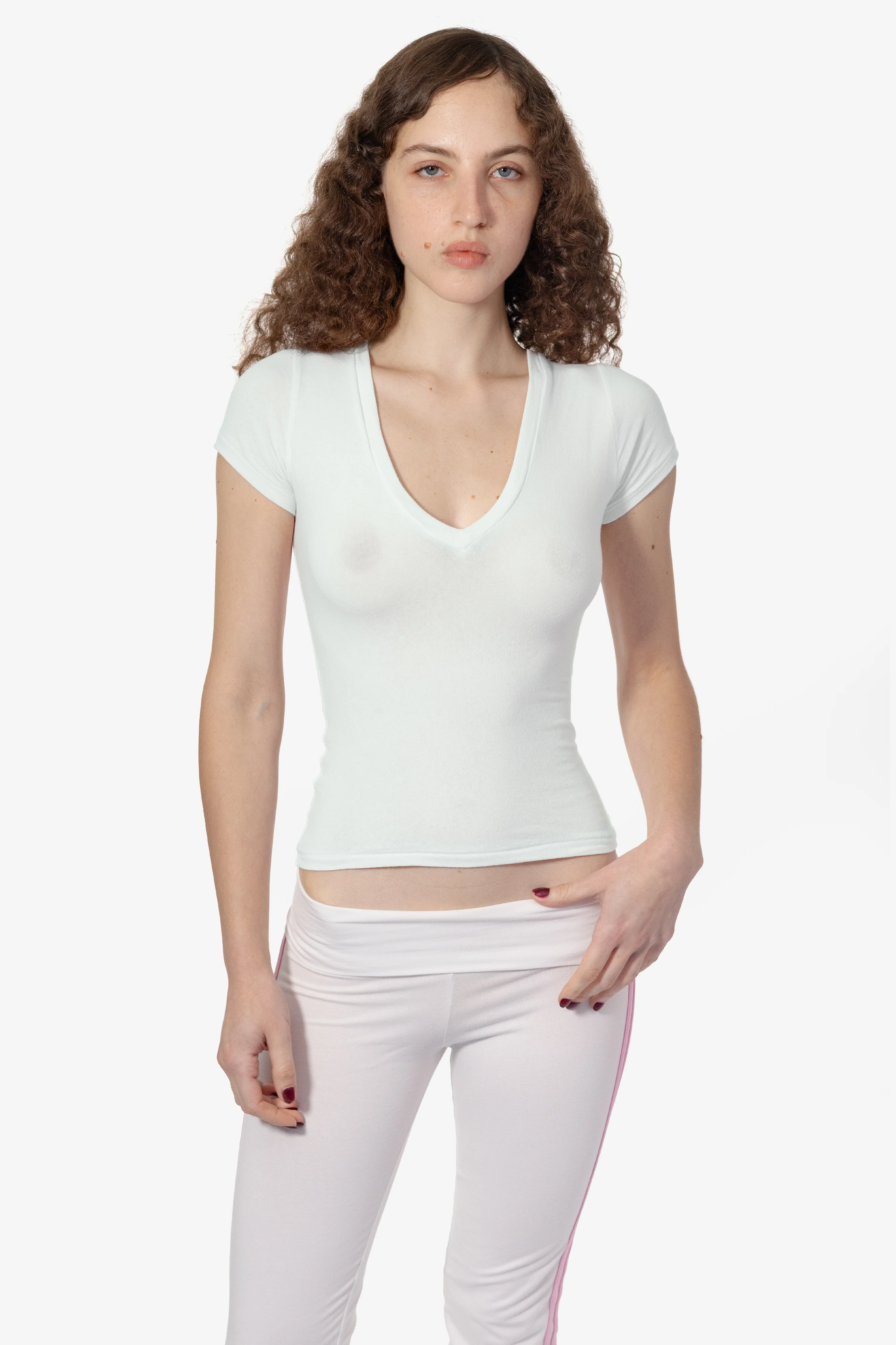 CC356 - Cheesecloth Fitted V-Neck T-Shirt - Image 7