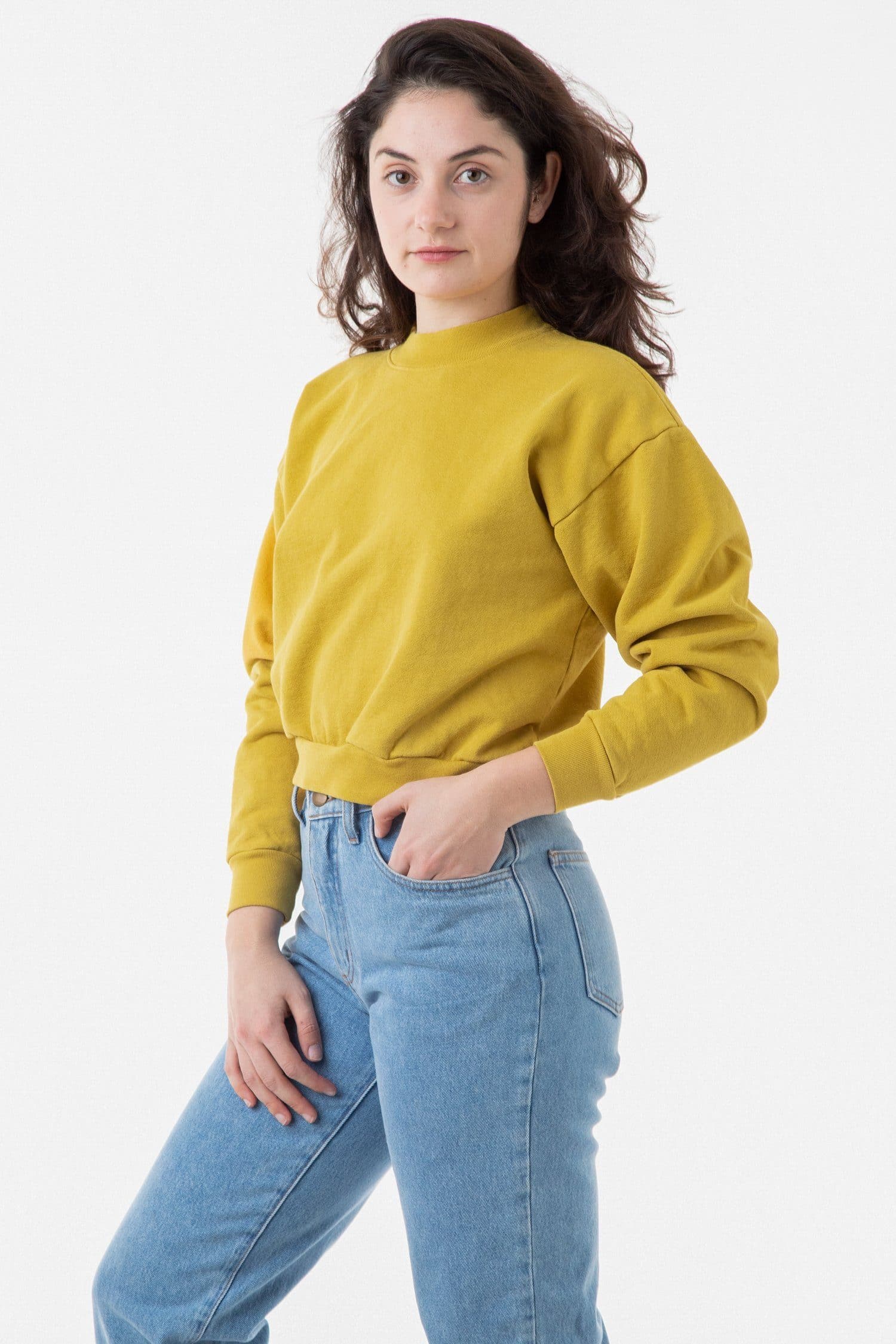 HF06 - Heavy Fleece Cropped Mock Neck Pullover (Garment Dye) - Image 26