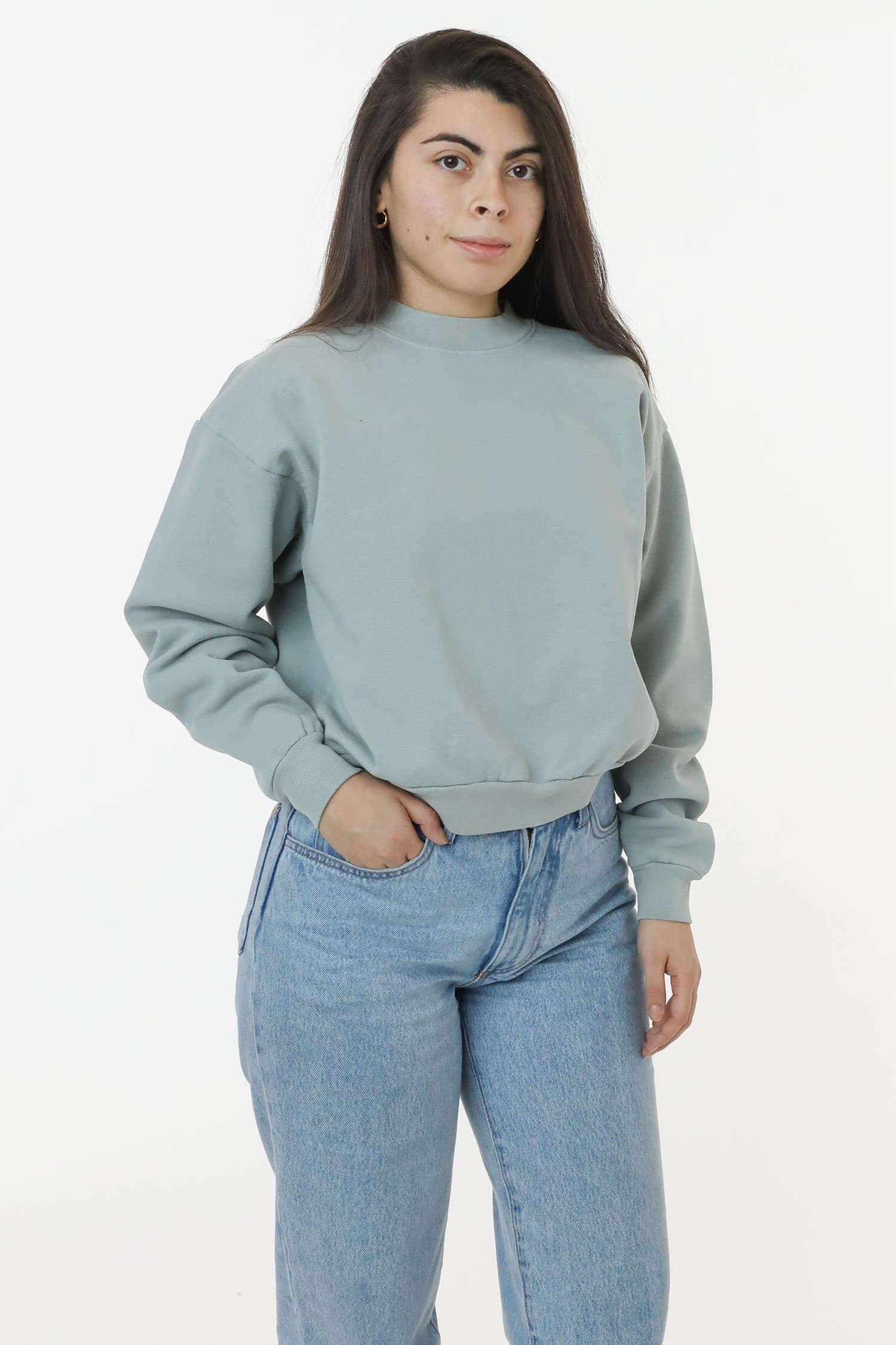 HF06 - Heavy Fleece Cropped Mock Neck Pullover (Garment Dye) - Image 4