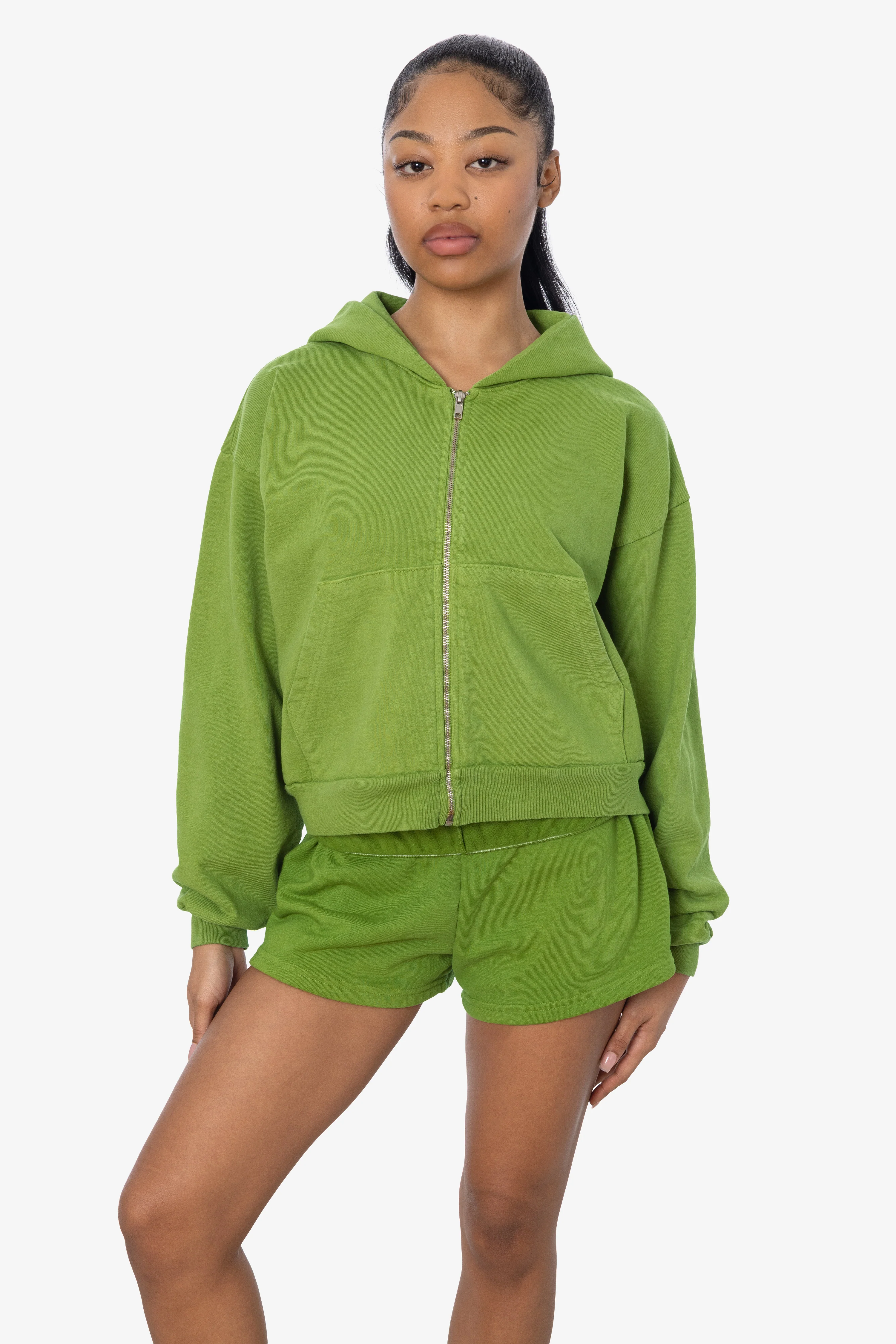 HF16 - Heavy Fleece Cropped Zip-Up Hoodie (Garment Dye) - Image 14