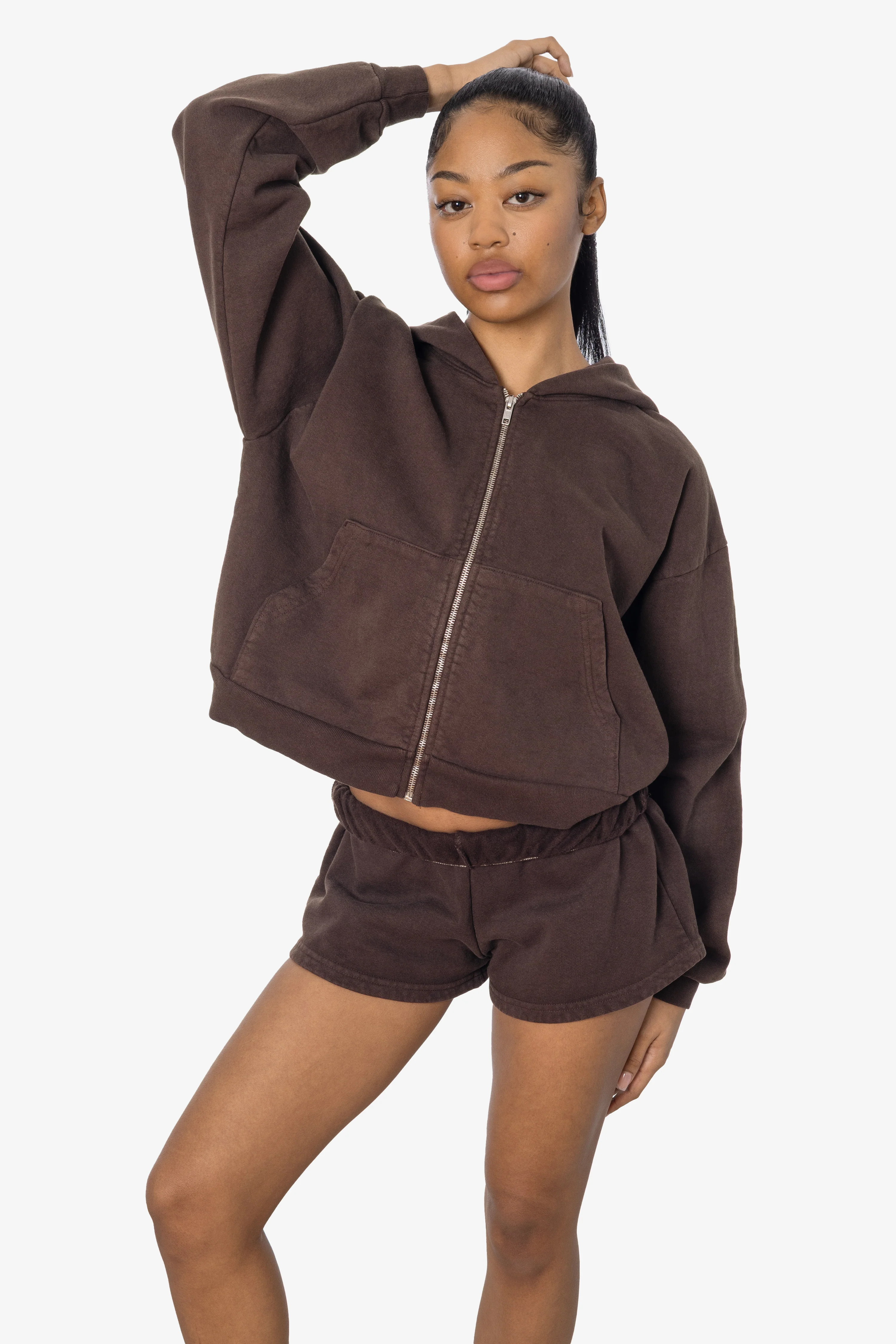 HF16 - Heavy Fleece Cropped Zip-Up Hoodie (Garment Dye) - Image 17