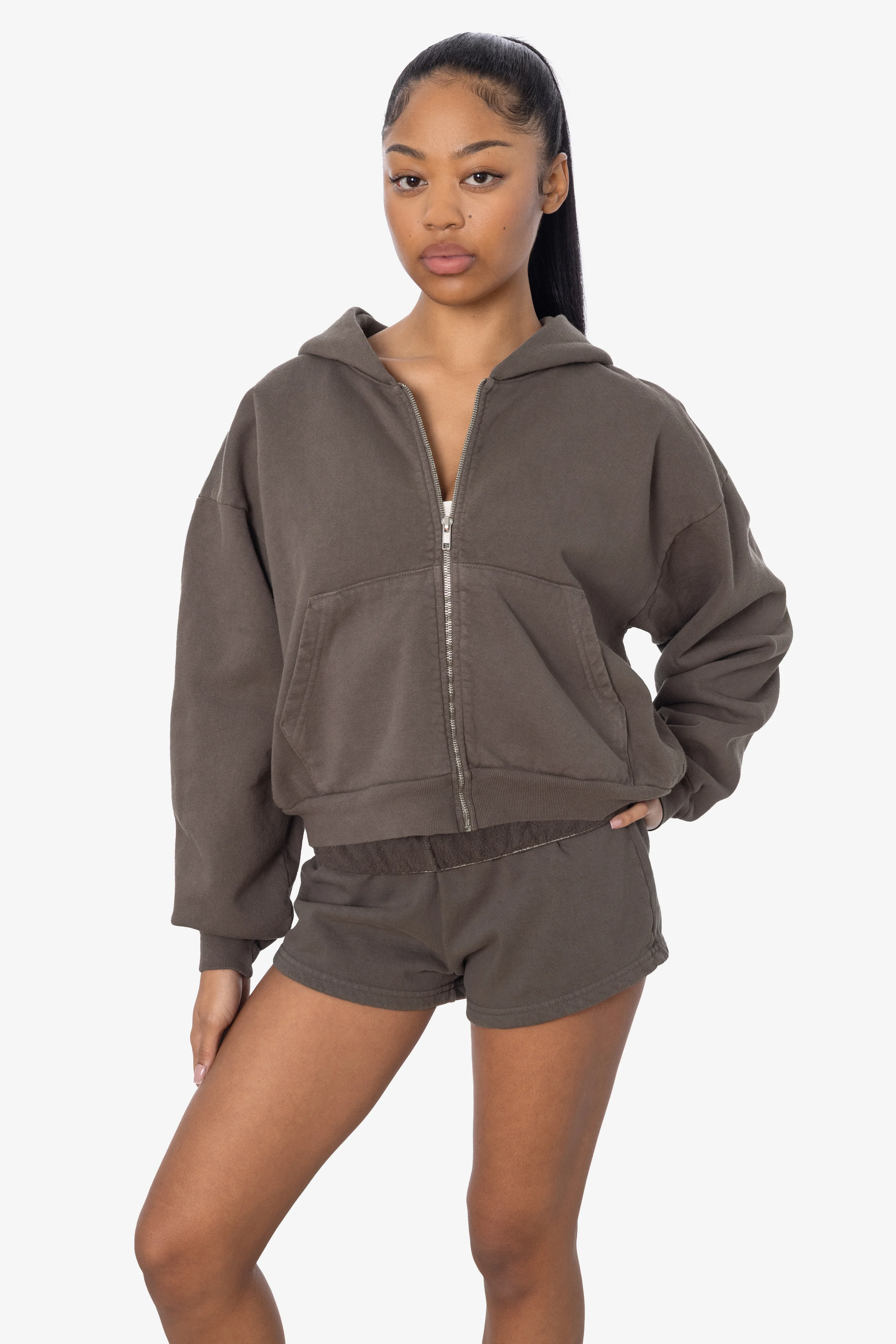 HF16 - Heavy Fleece Cropped Zip-Up Hoodie (Garment Dye) - Image 18