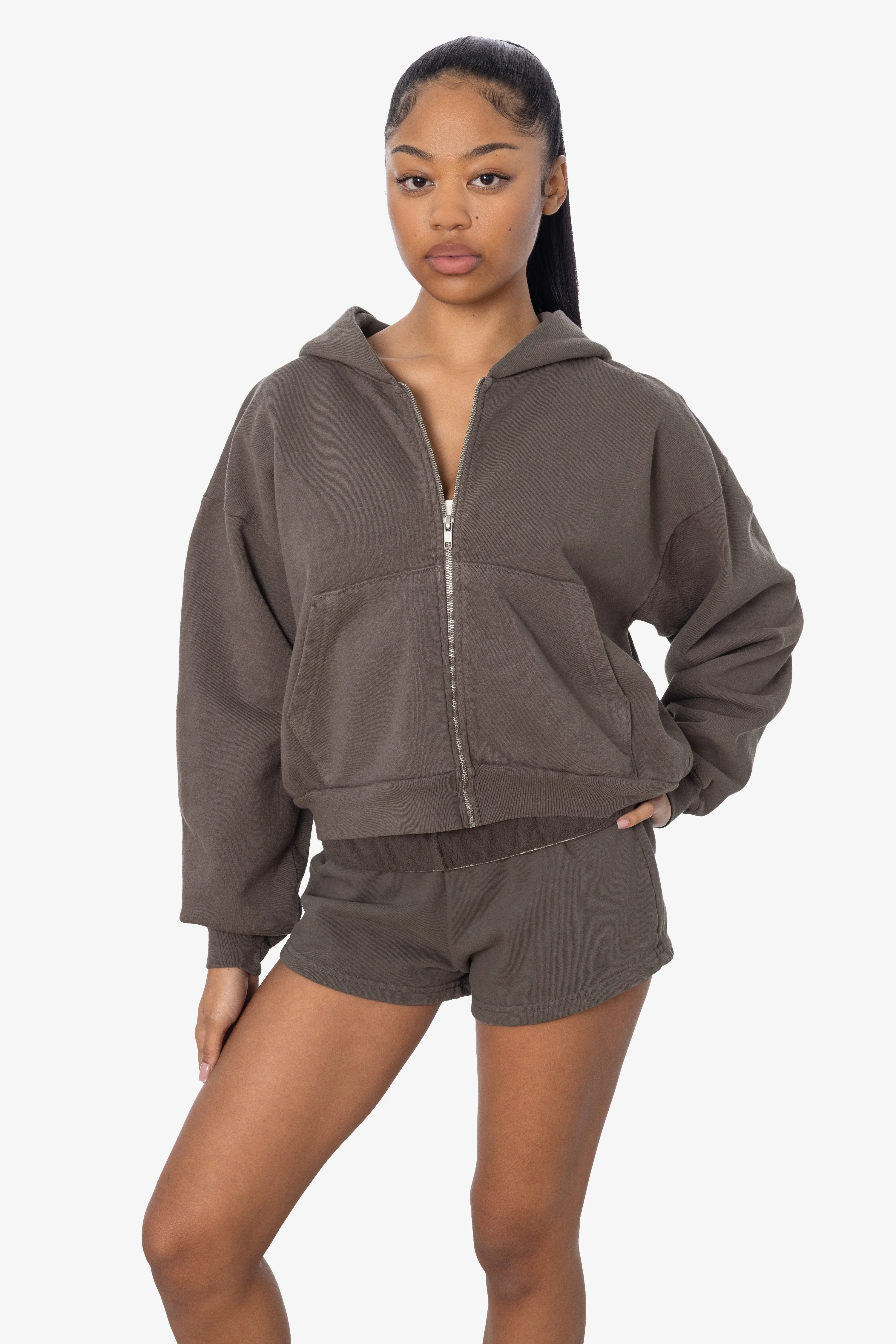 HF16 - Heavy Fleece Cropped Zip-Up Hoodie (Garment Dye) - Image 19