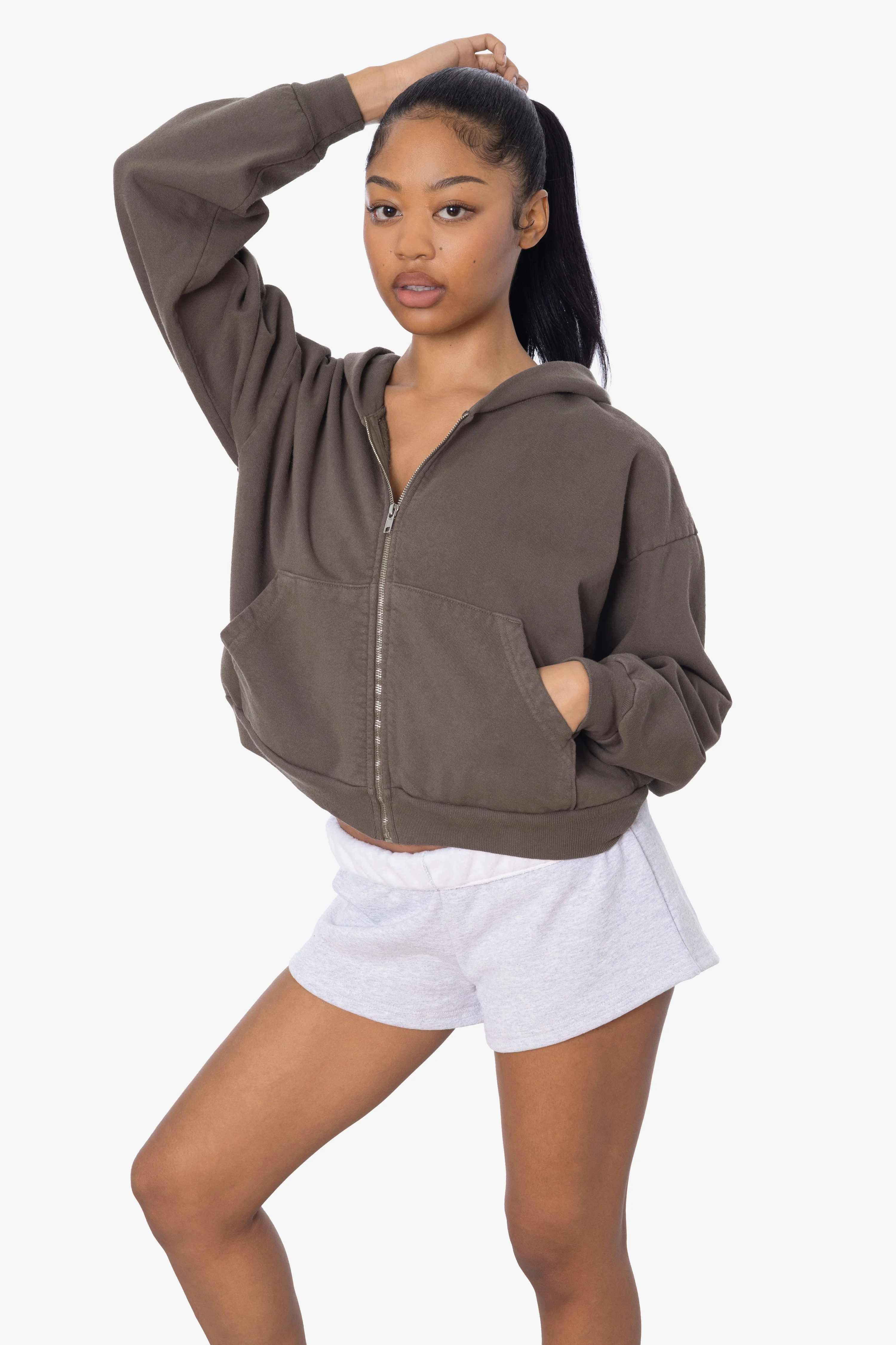 HF16 - Heavy Fleece Cropped Zip-Up Hoodie (Garment Dye) - Image 21