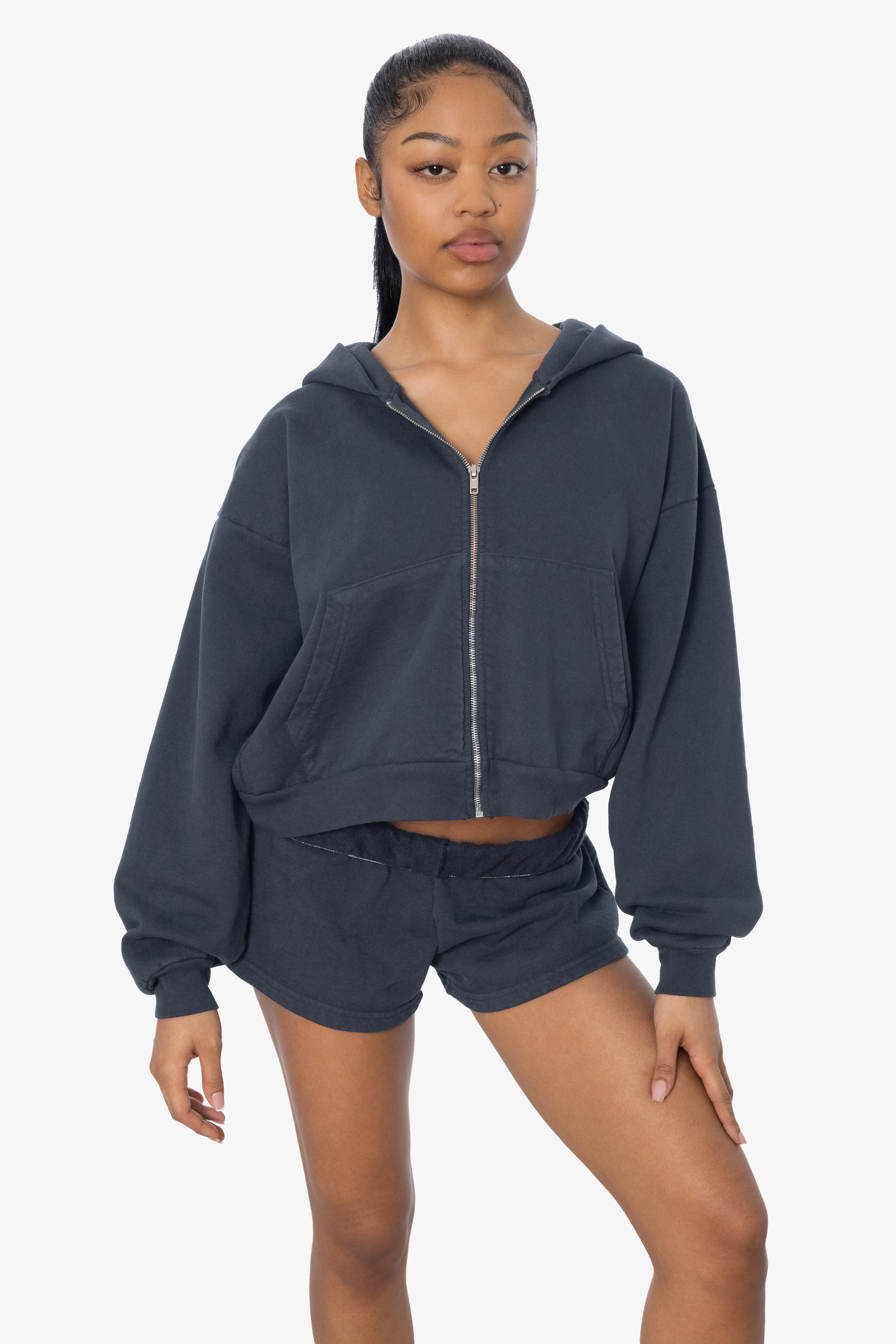 HF16 - Heavy Fleece Cropped Zip-Up Hoodie (Garment Dye) - Image 24