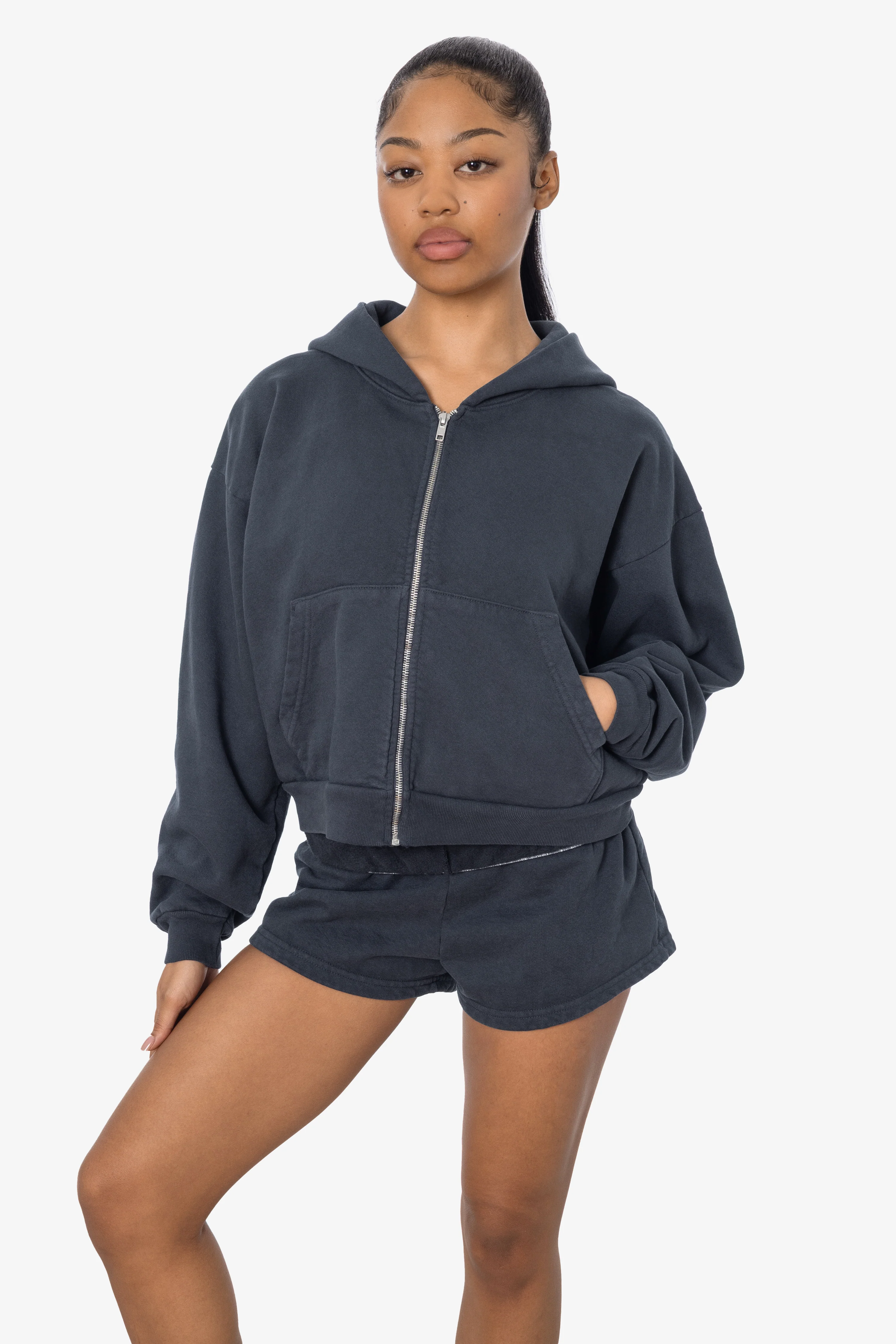 HF16 - Heavy Fleece Cropped Zip-Up Hoodie (Garment Dye) - Image 25