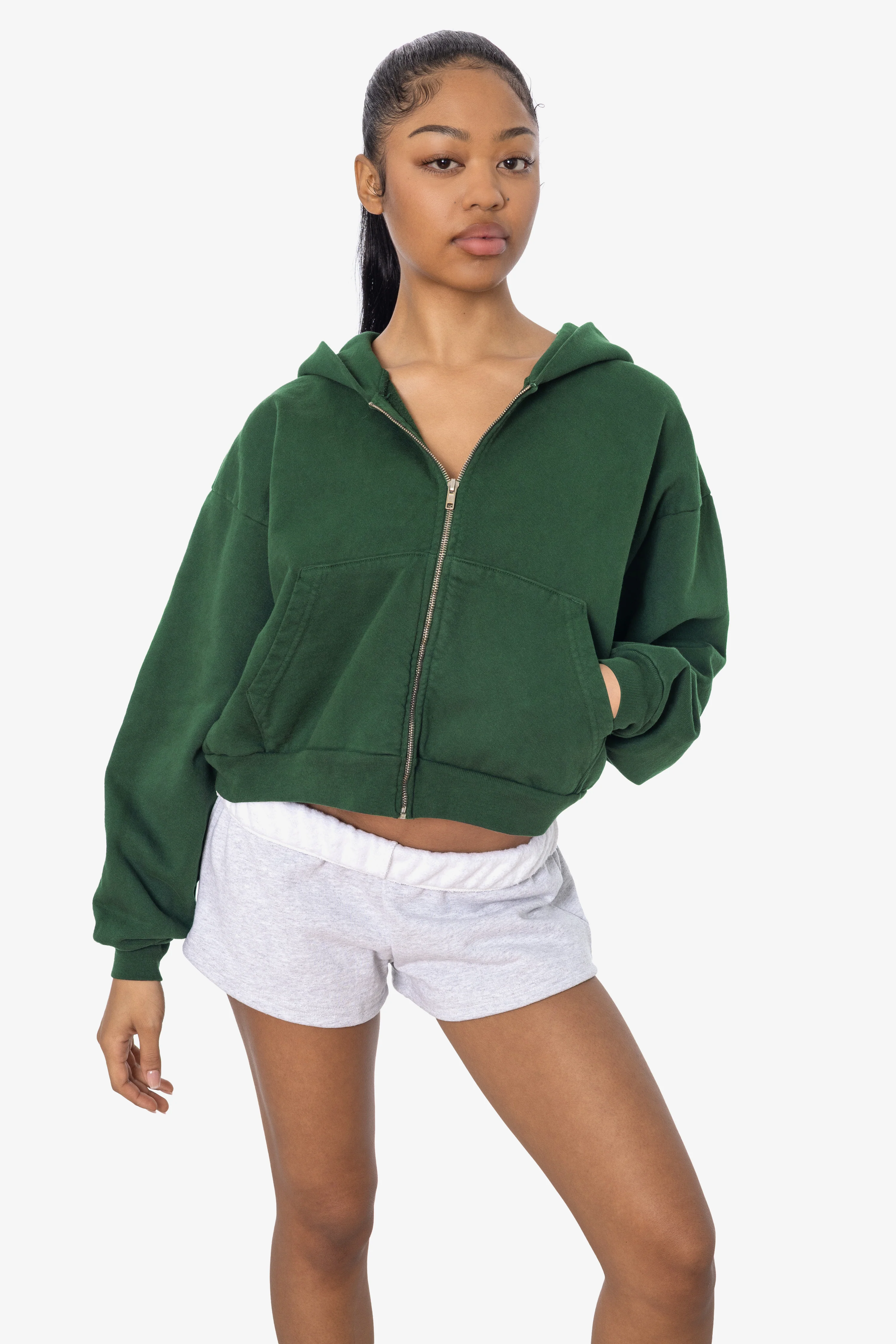 HF16 - Heavy Fleece Cropped Zip-Up Hoodie (Garment Dye) - Image 28