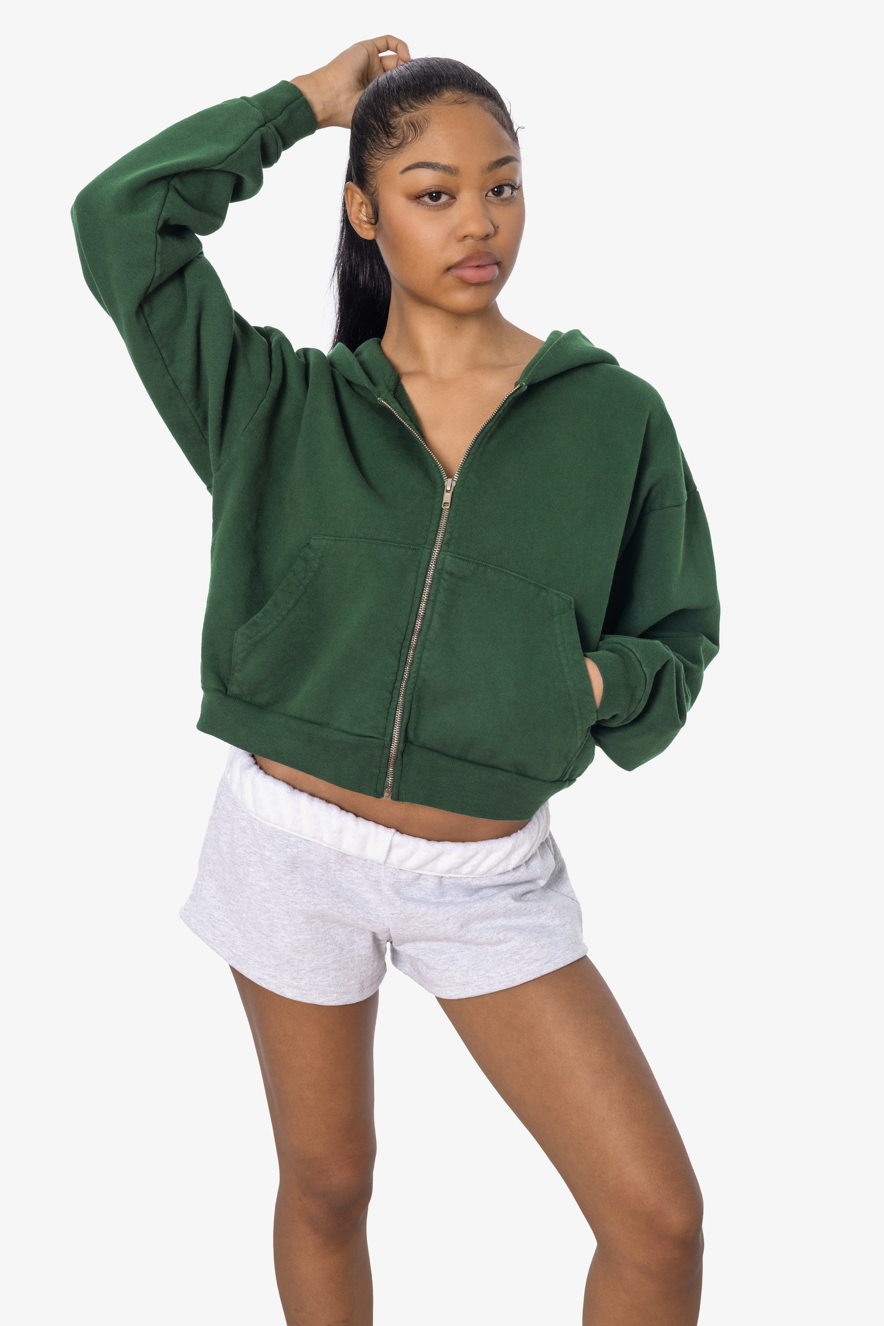 HF16 - Heavy Fleece Cropped Zip-Up Hoodie (Garment Dye) - Image 29