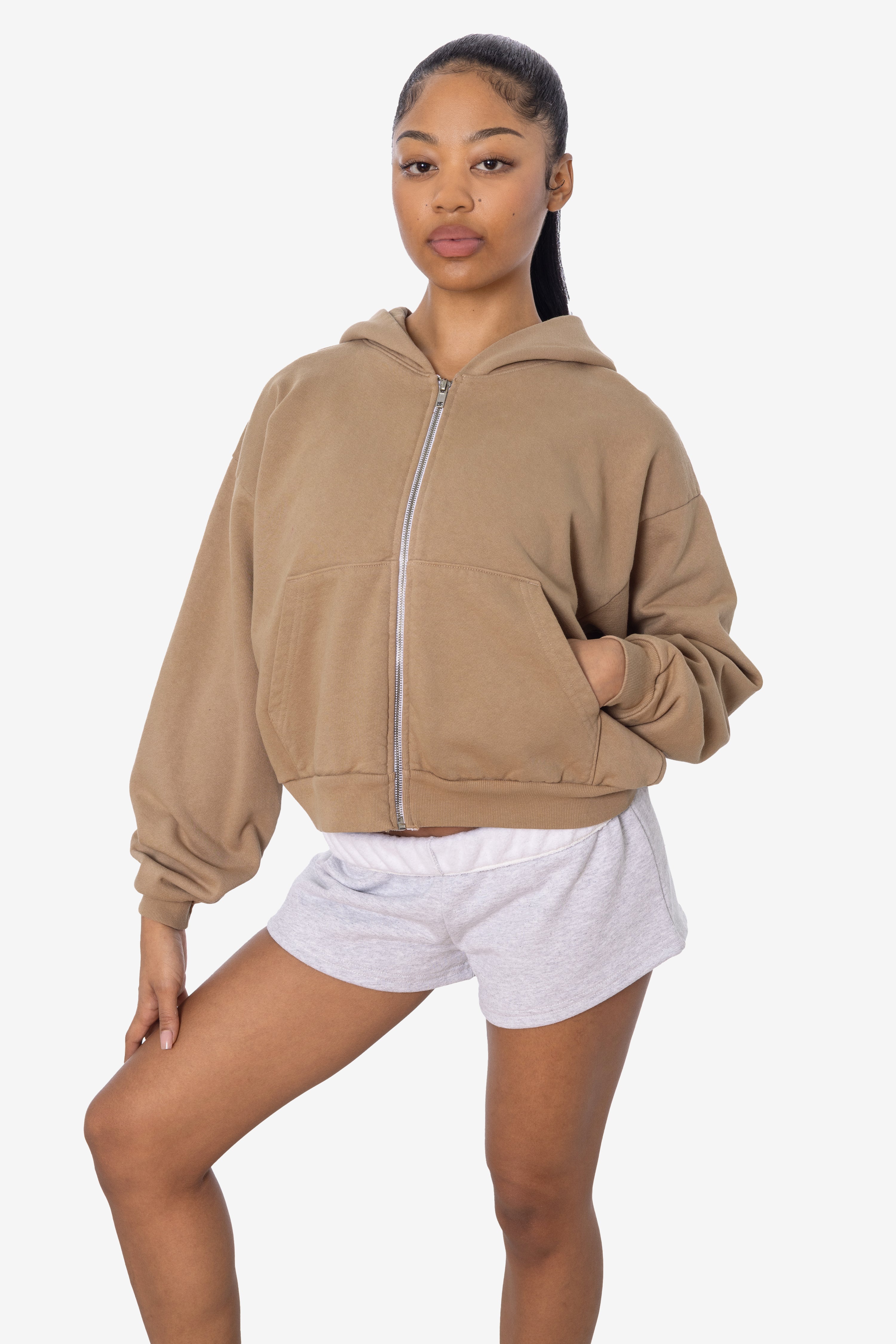 HF16 - Heavy Fleece Cropped Zip-Up Hoodie (Garment Dye) - Image 30
