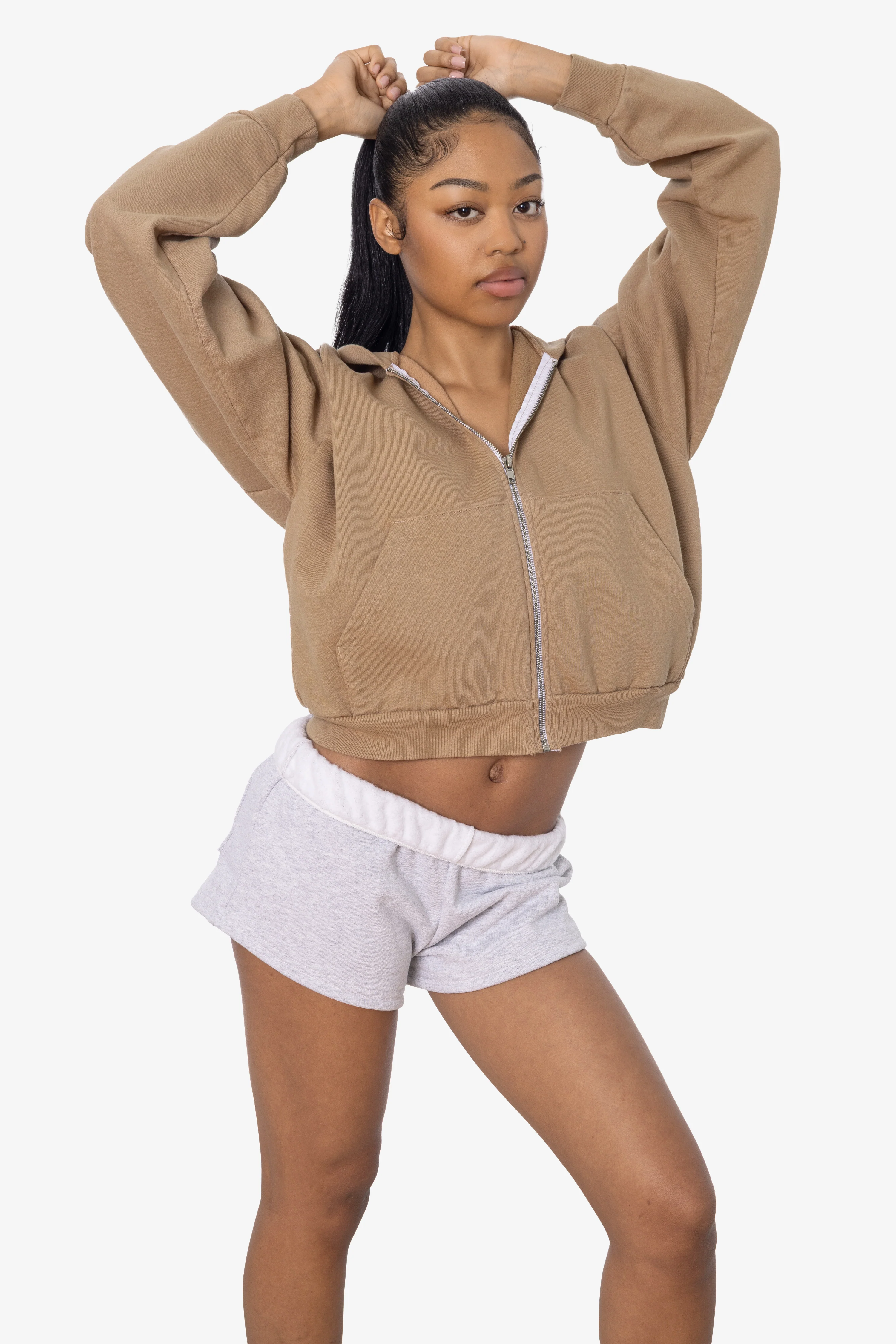 HF16 - Heavy Fleece Cropped Zip-Up Hoodie (Garment Dye) - Image 31