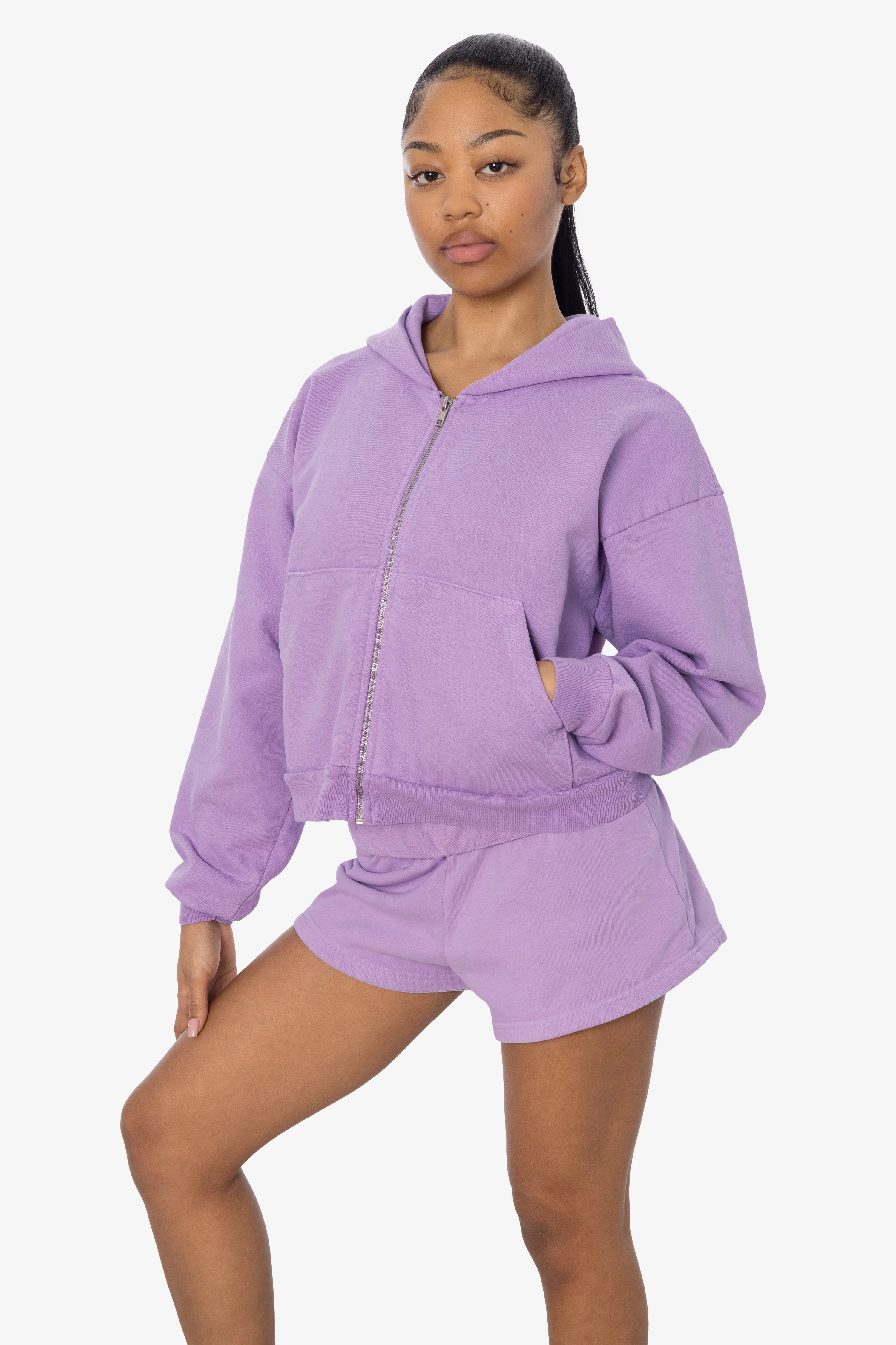 HF16 - Heavy Fleece Cropped Zip-Up Hoodie (Garment Dye) - Image 33