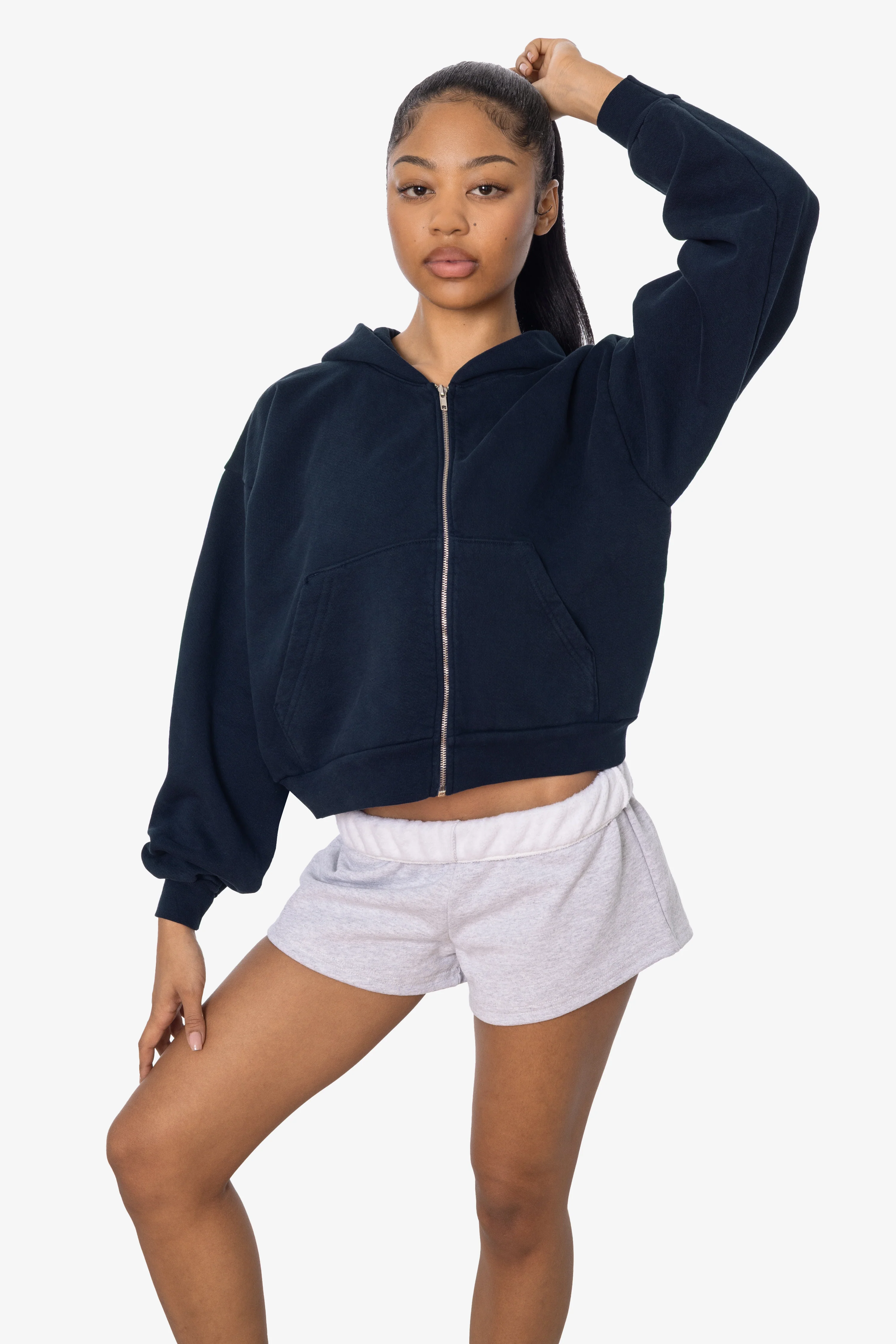 HF16 - Heavy Fleece Cropped Zip-Up Hoodie (Garment Dye) - Image 35