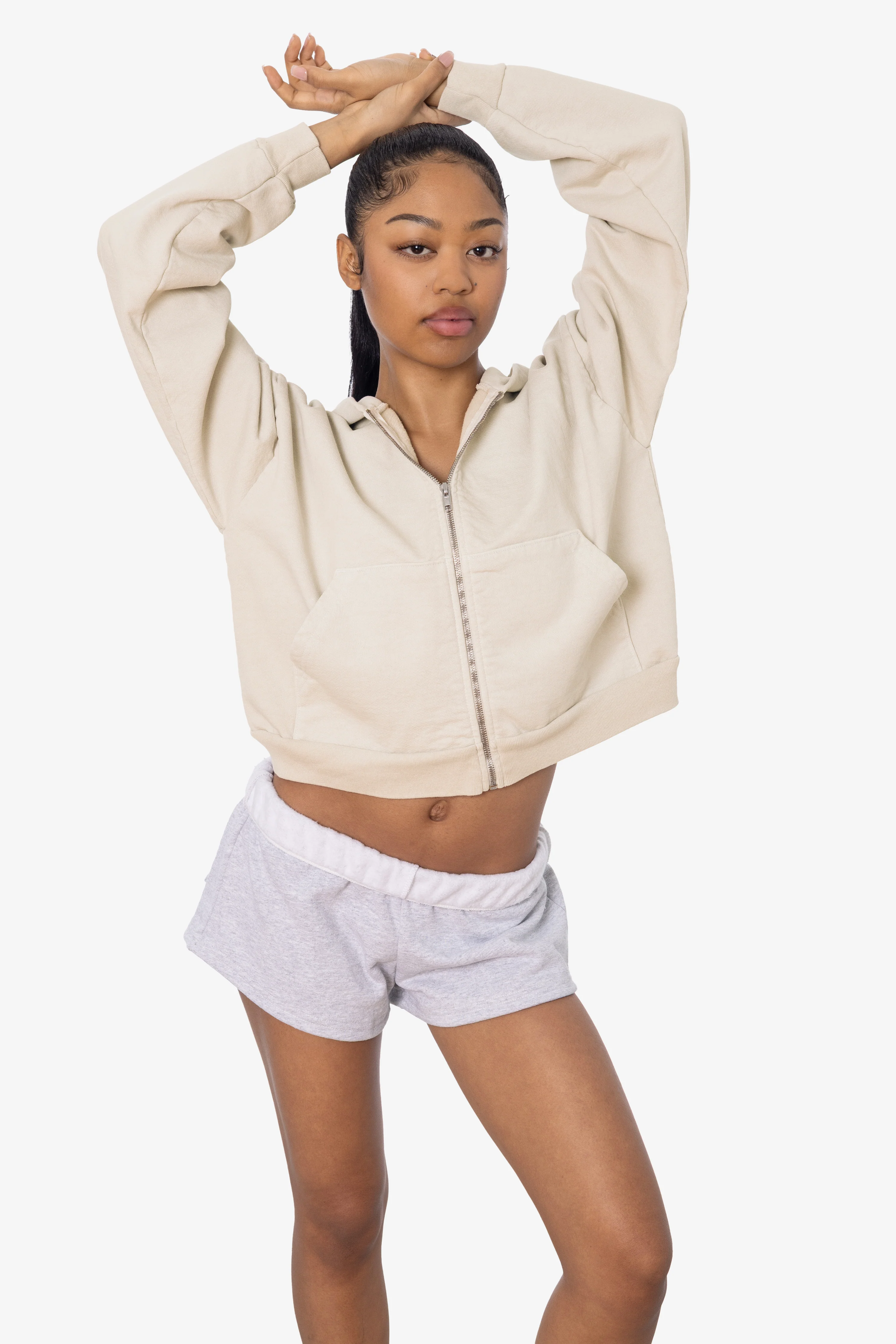 HF16 - Heavy Fleece Cropped Zip-Up Hoodie (Garment Dye) - Image 37
