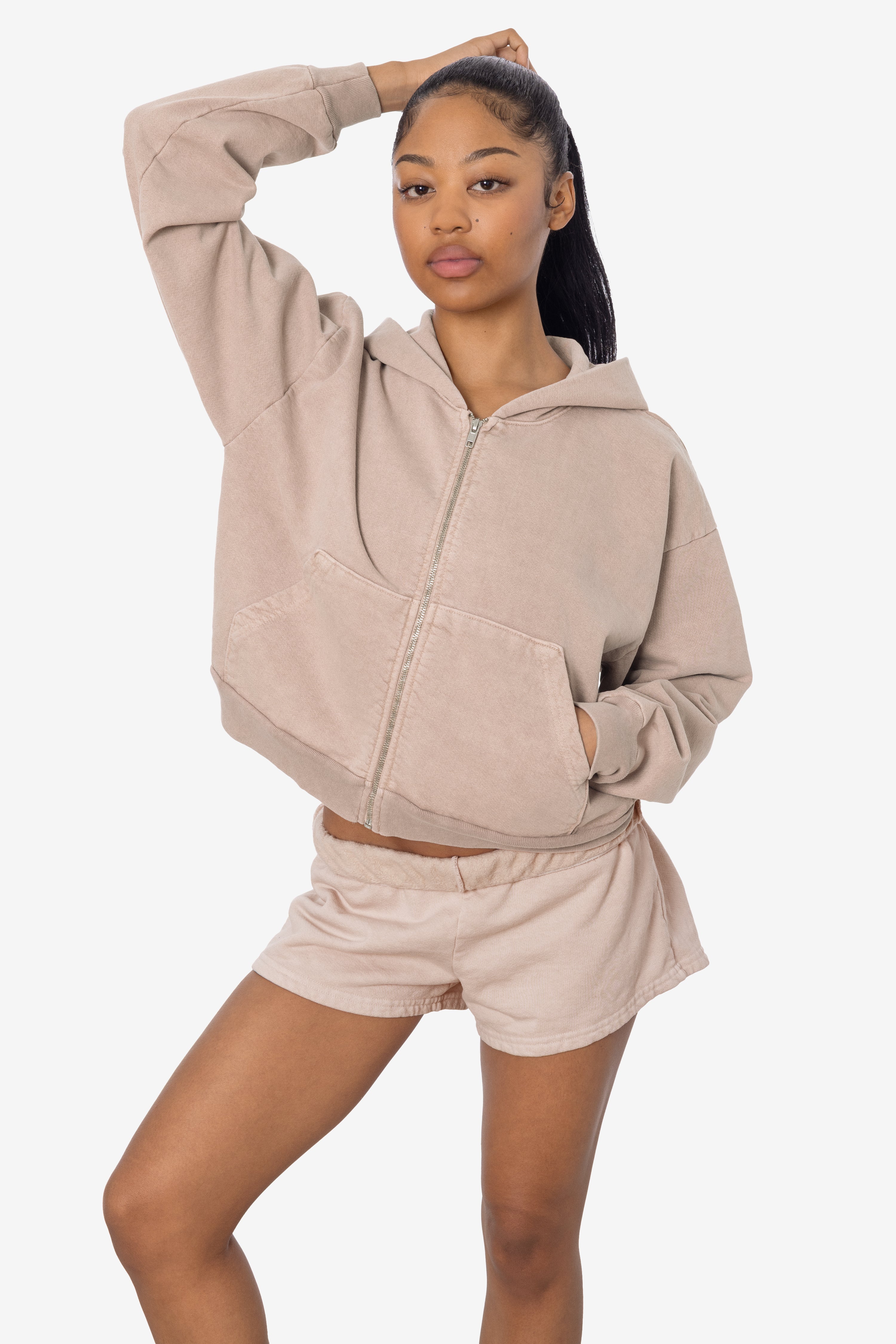 HF16 - Heavy Fleece Cropped Zip-Up Hoodie (Garment Dye) - Image 39