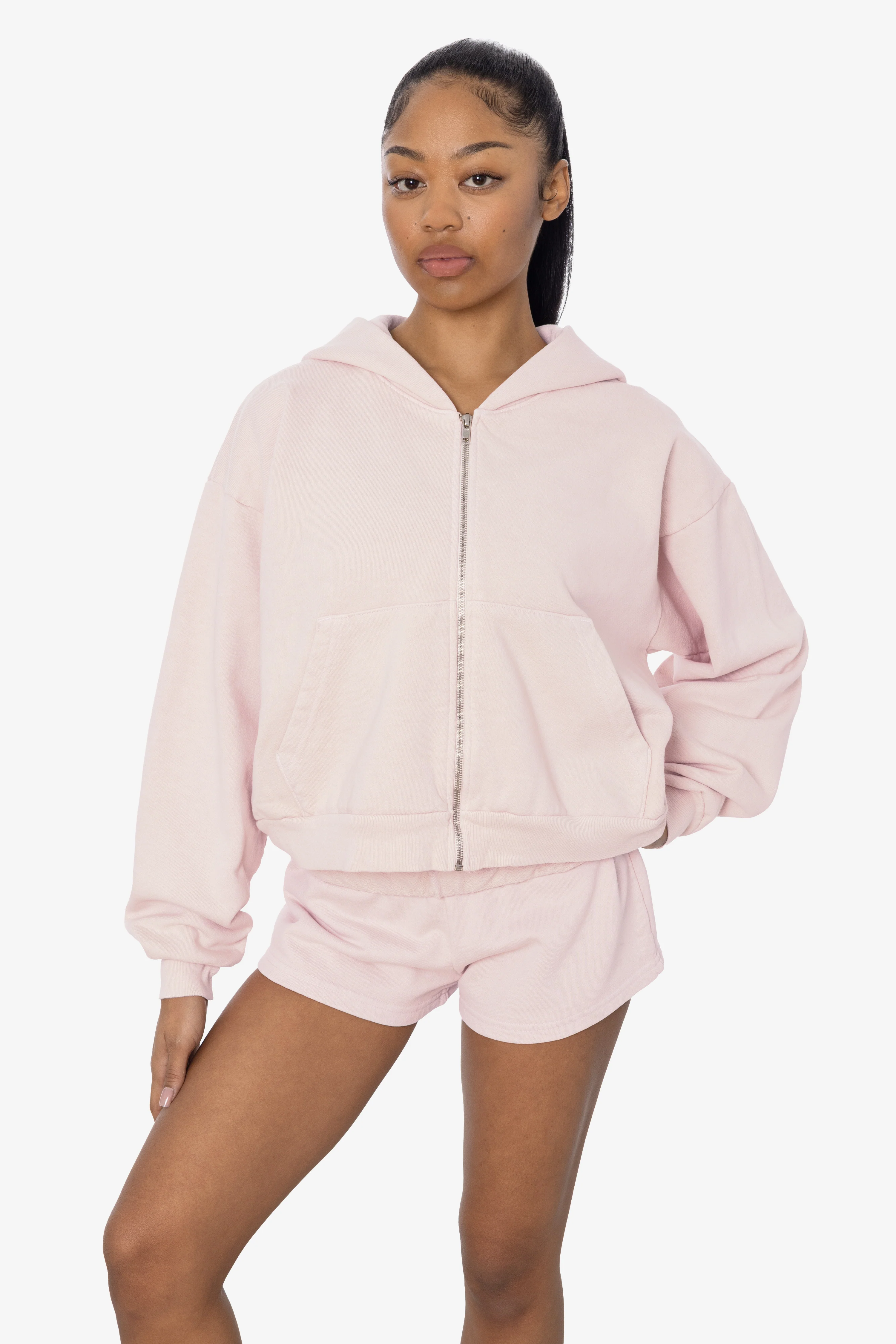 HF16 - Heavy Fleece Cropped Zip-Up Hoodie (Garment Dye) - Image 42