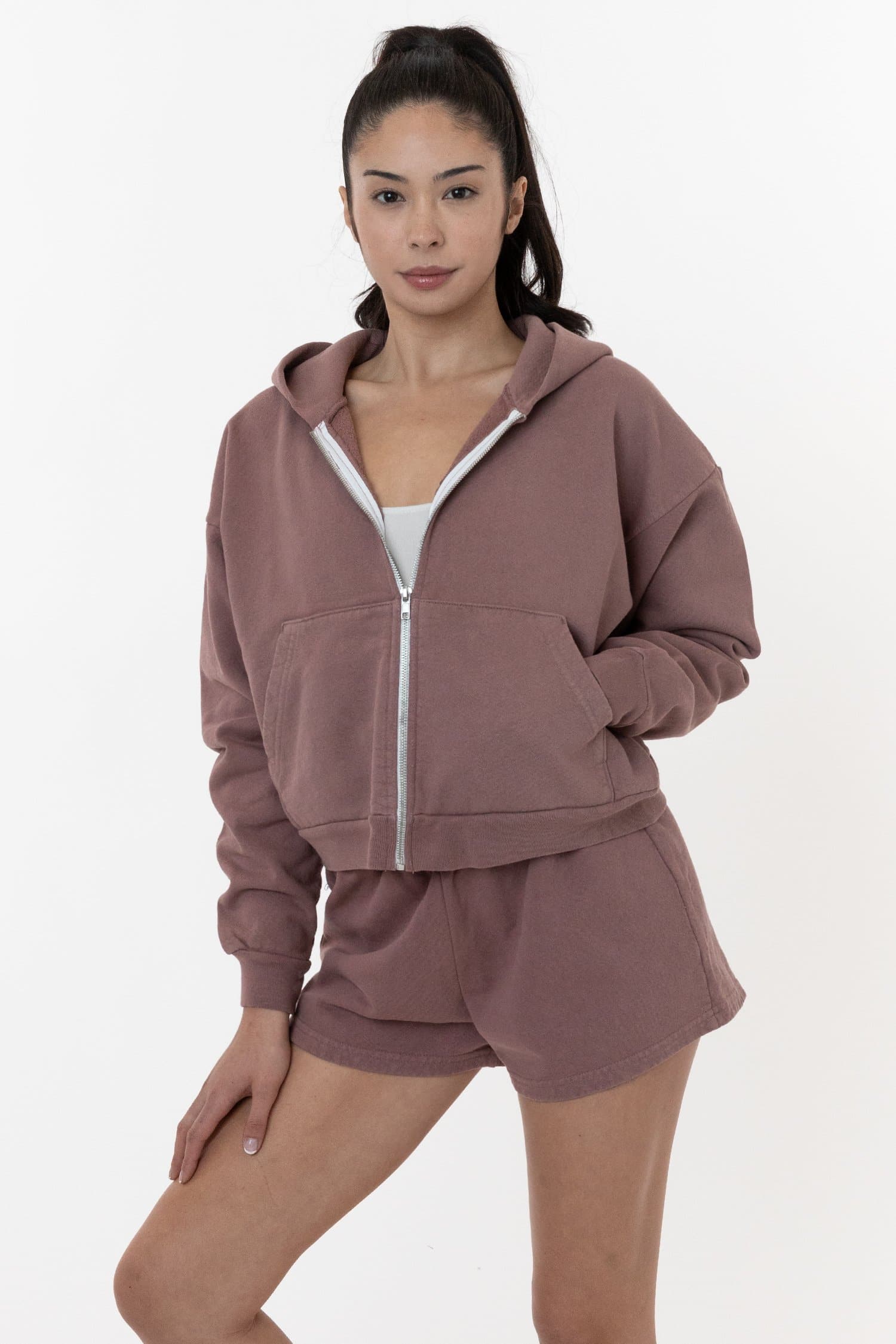 HF16 - Heavy Fleece Cropped Zip-Up Hoodie (Garment Dye) - Image 48