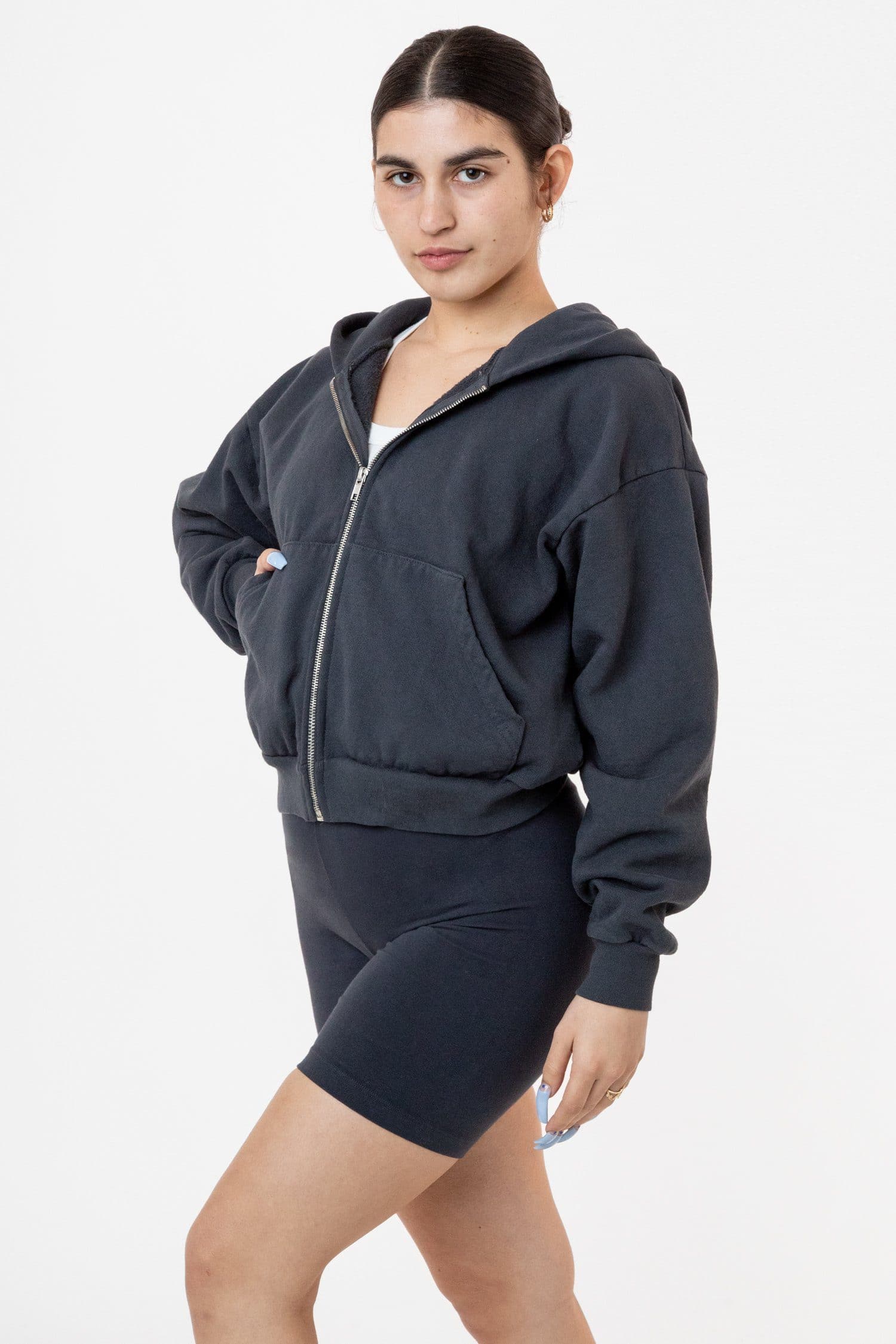 HF16 - Heavy Fleece Cropped Zip-Up Hoodie (Garment Dye) - Image 52