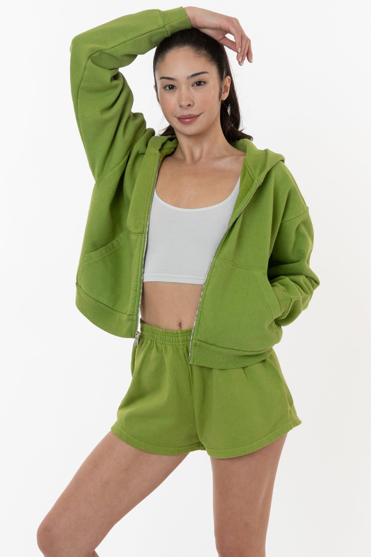 HF16 - Heavy Fleece Cropped Zip-Up Hoodie (Garment Dye) - Image 55